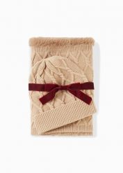 Szal komin + czapka (2 części). Brązowe czapki damskie bonprix, bez wzorów, z dzianiny. Za 109.99 zł.