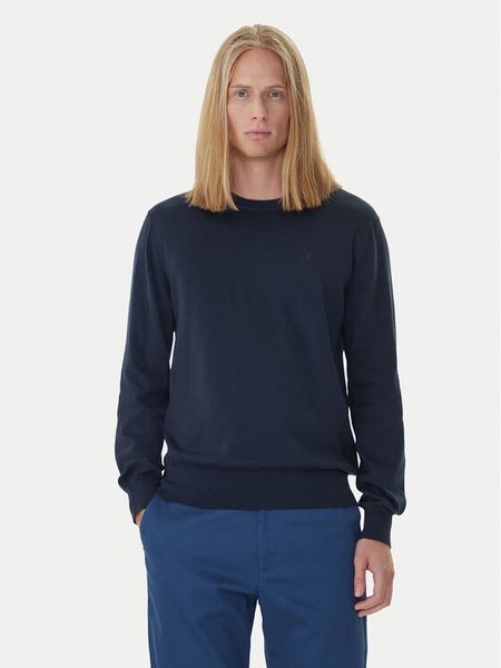 Calvin Klein Sweter LV040BM343 Granatowy Regular Fit. Niebieskie swetry męskie Calvin Klein, m, bez wzorów, z bawełny, bez kołnierzyka, bez ramiączek. Za 389.99 zł.