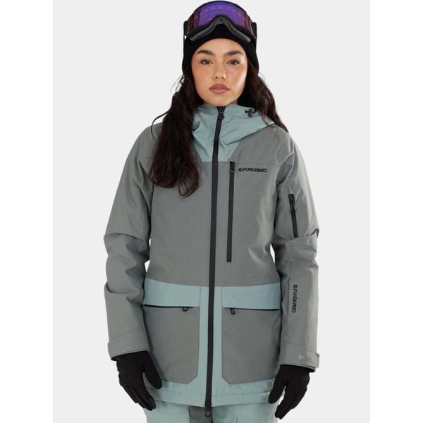 Kurtka Narciarska Damska Fundango Poplar ECO. Zielone kurtki sportowe damskie FUNDANGO, na zimę, bez wzorów, bez ramiączek, bez kaptura, narciarskie. W wyprzedaży za 499.00 zł.