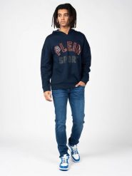 Plein Sport Bluza | FIPS220 | Mężczyzna | Granatowy. Niebieskie bluzy męskie Plein Sport, m, bez wzorów, z bawełny, sportowe, bez ramiączek, bez kaptura. W wyprzedaży za 349.00 zł.
