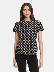 Guess T-Shirt V5YI04 I3Z14 Czarny Regular Fit. Czarne t-shirty damskie Guess, xl, z aplikacjami, z bawełny, bez kołnierzyka, bez ramiączek. Za 139.99 zł.