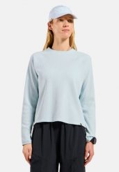 Bluza damska ODLO Mid layer CUBIC. Niebieskie bluzy damskie ODLO, s, bez wzorów, z materiału, bez ramiączek, bez kaptura. Za 269.99 zł.