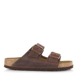 Klapki unisex Birkenstock Arizona. Brązowe klapki damskie Birkenstock, bez wzorów, z materiału, bez zapięcia. Za 399.00 zł.