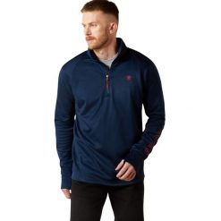 Polaż 1/2 Zip Ariat Team EQ. Niebieskie bluzy męskie Ariat, bez wzorów, z polaru, sportowe, bez ramiączek, bez kaptura. Za 378.50 zł.