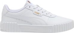 Buty damskie Puma Carina 3.0 białe 400365 01 37. Białe obuwie sportowe damskie Puma, bez wzorów, bez zapięcia. Za 207.02 zł.