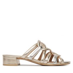 Klapki Caprice. Żółte klapki damskie Caprice, bez wzorów, bez obcasa, bez zapięcia. Za 299.99 zł.