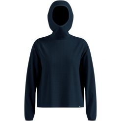 Bluza z kapturem Odlo Mid layer hoody CUBIC. Niebieskie bluzy damskie ODLO, l, bez wzorów, z materiału, bez ramiączek, z kapturem. Za 319.99 zł.