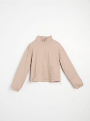 Miękka bluza z domieszką wiskozy - brązowy. Brązowe bluzy damskie Sinsay, l, bez wzorów, z wiskozy, bez ramiączek, bez kaptura. Za 59.99 zł.
