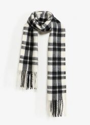 Szal XXL w kratę. Czarne szaliki damskie bonprix, bez wzorów. Za 64.99 zł.