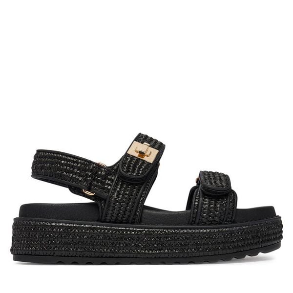 Sandały Steve Madden. Czarne sandały damskie Steve Madden, bez wzorów, bez obcasa, na płaskiej podeszwie, bez zapięcia. Za 400.99 zł.