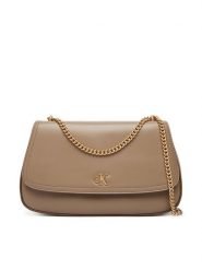 Calvin Klein Torebka Ck Convertible Chain Medium Bag LV04F3171G Beżowy. Brązowe torebki do ręki damskie Calvin Klein, bez wzorów, ze skóry, bez dodatków. Za 649.99 zł.
