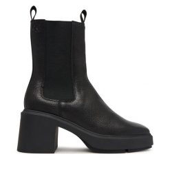 Botki Calvin Klein. Czarne botki damskie Calvin Klein, bez wzorów, bez obcasa, na słupku, bez zapięcia. Za 699.99 zł.