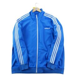Second life - Kurtka dresowa męska 3-Stripes - Stan dobry. Niebieskie kurtki sportowe męskie Adidas, m, bez wzorów, z dresówki, bez kaptura, na fitness i siłownię. Za 164.76 zł.