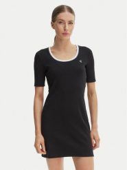 Calvin Klein Jeans Sukienka codzienna LV047F224G Czarny Slim Fit. Czarne sukienki damskie Calvin Klein Jeans, na co dzień, m, bez wzorów, z bawełny, bez kołnierzyka, bez ramiączek, proste. Za 312.99 zł.