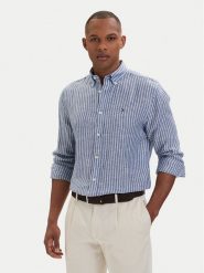 Tommy Hilfiger Koszula Bengal MW0MW42400 Niebieski Regular Fit. Niebieskie koszule męskie Tommy Hilfiger, l, bez wzorów, ze lnu, bez kołnierzyka, bez ramiączek. Za 489.99 zł.