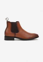 Brązowe Wsuwane Botki Sztyblety Enaros. Brązowe botki męskie Born2be, bez wzorów, biznesowe, bez obcasa, bez zapięcia. Za 129.99 zł.