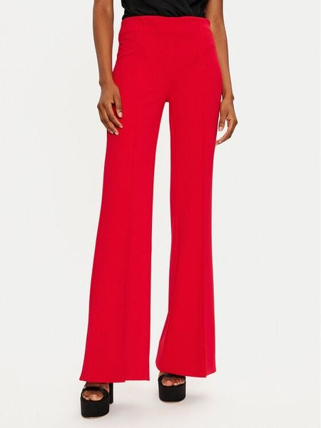 Rinascimento Spodnie materiałowe 1000769327263 Czerwony Regular Fit. Czerwone spodnie materiałowe damskie Rinascimento, bez wzorów, z materiału. Za 219.99 zł.