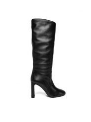 Stuart Weitzman Kozaki Babette Turbo SL545 Czarny. Czarne kozaki damskie Stuart Weitzman, bez wzorów, ze skóry, bez obcasa, na słupku, bez zapięcia. Za 3,669.00 zł.