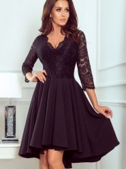 Sukienka Model Nicolle 210-10 Black - Numoco. Czarne sukienki damskie Numoco, l, bez wzorów, z koronki, z asymetrycznym kołnierzem, bez ramiączek, asymetryczne. Za 356.58 zł.