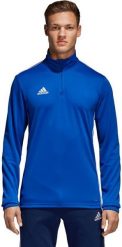 Adidas Bluza piłkarska Core 18 TR Top niebieska r. XL (CV3998). Niebieskie bluzy męskie Adidas, m, bez wzorów, bez ramiączek, bez kaptura. Za 120.01 zł.