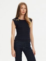 Guess Bluzka W5YR12 Z0130 Granatowy Regular Fit. Niebieskie bluzki damskie Guess, l, z aplikacjami, z syntetyku, bez kołnierzyka, bez ramiączek. Za 279.99 zł.