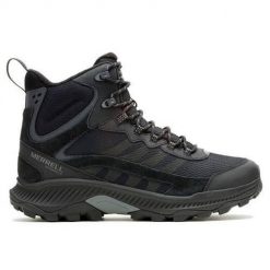 Buty trekkingowe męskie Merrell Moab Speed Strike Thermo Mid Wp. Szare buty zimowe męskie Merrell, bez wzorów, z materiału, za kostkę, bez obcasa, bez zapięcia. Za 632.00 zł.