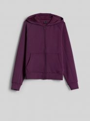 4F Bluza dresowa regular z kapturem damska - fioletowa L. Fioletowe bluzy damskie 4F, l, bez wzorów, z dresówki, bez ramiączek, z kapturem. Za 169.99 zł.