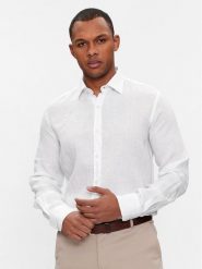 Paul&Shark Koszula 24413322 Biały Slim Fit. Białe koszule męskie PAUL&SHARK, m, bez wzorów, ze lnu, bez kołnierzyka, bez ramiączek. Za 939.99 zł.