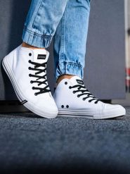 Ombre Buty męskie trampki T304 - białe 43 (12418-W) - 12418-W. Białe trampki męskie Ombre, bez wzorów, bez zapięcia. Za 109.99 zł.