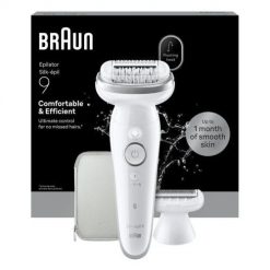 Braun Silk-épil 9 SES9-030 | Epilator | Operating time (max) 50 min | Number of power levels 2 | Wet & Dry | White/Silver. Depilatory BRAUN. Za 589.99 zł.