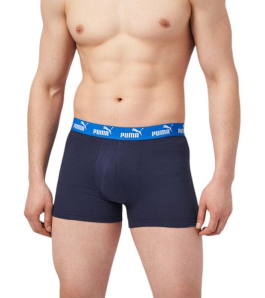 Bokserki majtki męskie Puma 2-Pack bawełniane granatowe. Niebieskie bokserki męskie Puma, bez wzorów, z bawełny. Za 59.00 zł.