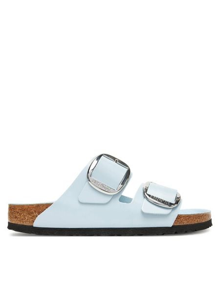 Birkenstock Klapki Arizona Big Buckle Hex 1030374 Błękitny. Niebieskie klapki damskie Birkenstock, bez wzorów, ze skóry, bez obcasa, bez zapięcia. Za 539.99 zł.