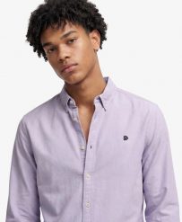 Superdry Preppy Oxford koszula z długim rękawem z bawełny organicznej - Light. Fioletowe koszule damskie Superdry, l, bez wzorów, z bawełny, bez kołnierzyka, bez ramiączek. Za 307.15 zł.