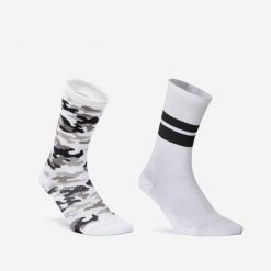 Skarpetki fitness Domyos wysokie. Białe skarpety męskie DOMYOS, bez wzorów, z dzianiny. Za 20.99 zł.