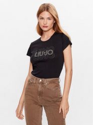 Liu Jo T-Shirt WF3085 J6308 Czarny Regular Fit. Czarne t-shirty damskie Liu Jo, xs, bez wzorów, z bawełny, bez kołnierzyka, bez ramiączek. Za 439.99 zł.