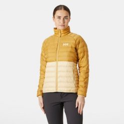 Damska kurtka ocieplana Helly Hansen Banff. Żółte kurtki sportowe damskie Helly Hansen, na zimę, bez wzorów, z puchu, bez ramiączek, bez kaptura, narciarskie. W wyprzedaży za 543.95 zł.