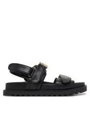 Guess Sandały FLJFBL ELE03 Czarny. Czarne sandały damskie Guess, z aplikacjami, ze skóry, bez obcasa, na płaskiej podeszwie, bez zapięcia. Za 479.99 zł.