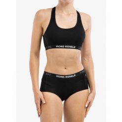 Biustonosz sportowy Mons Royale Sierra Sports Bra. Czarne bielizna sportowa damska Mons Royale, l, bez wzorów. Za 172.99 zł.