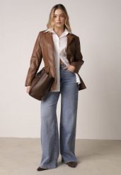 Niebieskie Jeansy z Bawełną o Szerokim Kroju Typu Palazzo Zinnarella. Niebieskie jeansy damskie Born2be, bez wzorów, z bawełny, z podwyższonym stanem. Za 129.99 zł.