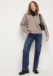 Niebieskie Jeansy o Szerokim Kroju z Bawełną Tessale. Niebieskie jeansy damskie Born2be, bez wzorów, z bawełny, eleganckie. Za 109.99 zł.