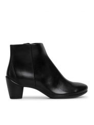 ECCO Botki Sculptured 45 23048301001 Czarny. Czarne botki damskie ecco, bez wzorów, ze skóry, bez obcasa, na słupku, bez zapięcia. Za 799.99 zł.