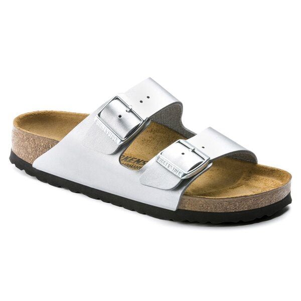 BIRKENSTOCK ARIZONA Klapki damskie. Szare klapki damskie Birkenstock, bez wzorów, biznesowe, bez obcasa, bez zapięcia. Za 279.99 zł.