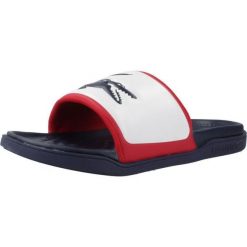 Klapki Lacoste Model Serve Slide Dual Kolor Niebieski. Niebieskie klapki męskie Lacoste, bez wzorów, z syntetyku, bez zapięcia. Za 326.35 zł.