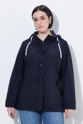 Damskie Kurtka softshellowa HYPRAR hydrofobowa guziki-kołki. Niebieskie kurtki sportowe damskie Ulla Popken, plus size, bez wzorów, z dżerseju, bez ramiączek, z kapturem, trekkingowe. Za 479.99 zł.