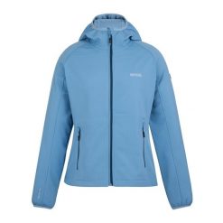Kurtka Softshellowa Damska. Niebieskie kurtki sportowe damskie Regatta, bez wzorów, z softshellu, bez ramiączek, bez kaptura, trekkingowe. Za 211.99 zł.
