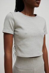 Top z krótkim rękawem w kolorze GREY - CHEERS-XS. Szare koszulki sportowe damskie Marsala, xs, bez wzorów, z bawełny, bez ramiączek, na fitness i siłownię. Za 159.90 zł.