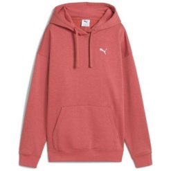 Bluza damska Puma ESS Relaxed Hoodie FL. Czerwone bluzy damskie Puma, bez wzorów, sportowe, bez ramiączek, bez kaptura. Za 168.99 zł.