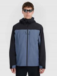 KURTKA TREKKINGOWA MĘSKA 4F Z KAPTUREM NIEBIESKA. Niebieskie kurtki sportowe męskie 4F, l, bez wzorów, z kapturem, do biegania. Za 399.99 zł.