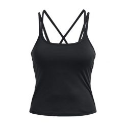 Koszulka fitness damska Under Armour Meridian Fitted Tank. Czarne bluzki damskie Under Armour, l, bez wzorów, sportowe, bez kołnierzyka, bez ramiączek. Za 139.99 zł.