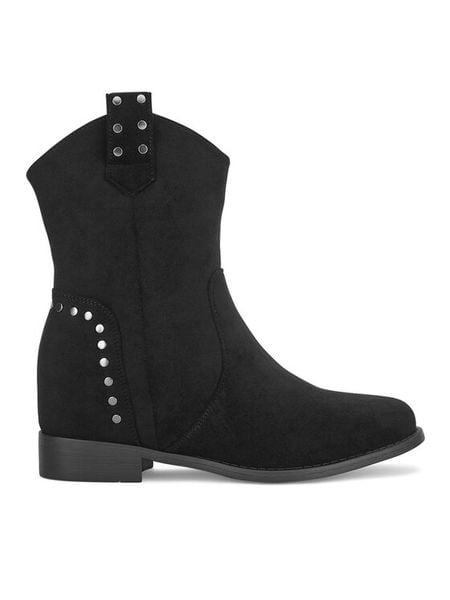 Jenny Fairy Kowbojki WS2991-20 Czarny. Czarne botki damskie Jenny Fairy, bez wzorów, z materiału, bez obcasa, na płaskiej podeszwie, bez zapięcia. Za 159.99 zł.